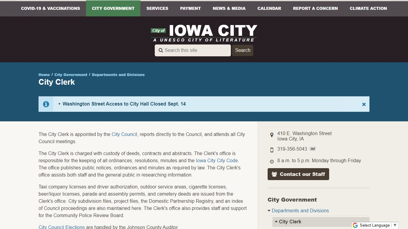 City Clerk | City of Iowa City - icgov.org